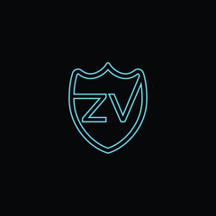 Initials ZV logo monogram with shield and fortress design