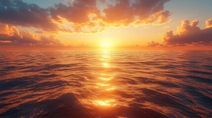 Obraz premium Serene sunset over calm ocean waters a tranquil nature scene