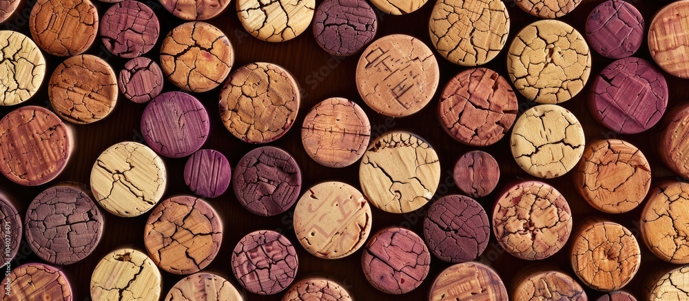 Poster close up of wine corks arranged as a backdrop with copy space image