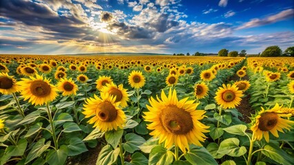 Fototapeta premium Stunning Drone Photography of Sunflower Fields for Home Decoration and Design Inspiration