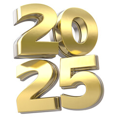 2025 Number Gold 3D Render