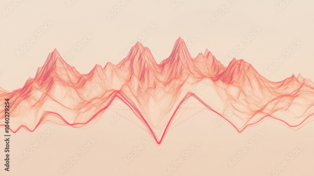 Poster a mountain range is shown in a red and pink color scheme