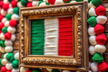 Framed italian flag with decorative ornaments