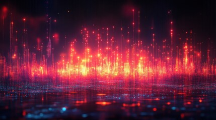 Fototapeta premium Abstract digital landscape of vibrant light patterns