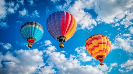 Fototapeta premium Colorful Hot Air Balloons in a Clear Blue Sky