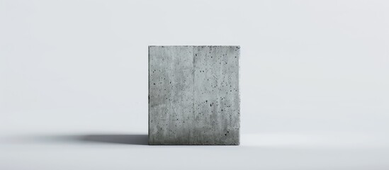 A solitary grey cinder block stands alone against a white backdrop with ample copy space for an image