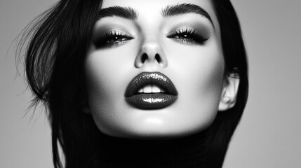 glamorous black and white portrait of a femme fatale
