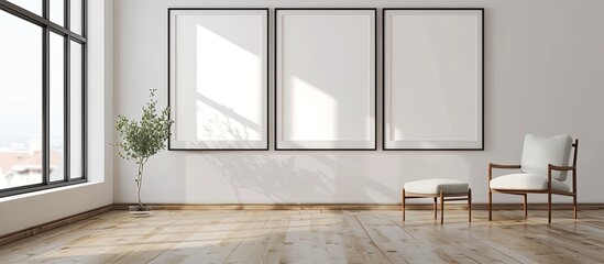 Template for interior design showcasing photo collage frames with a copy space image