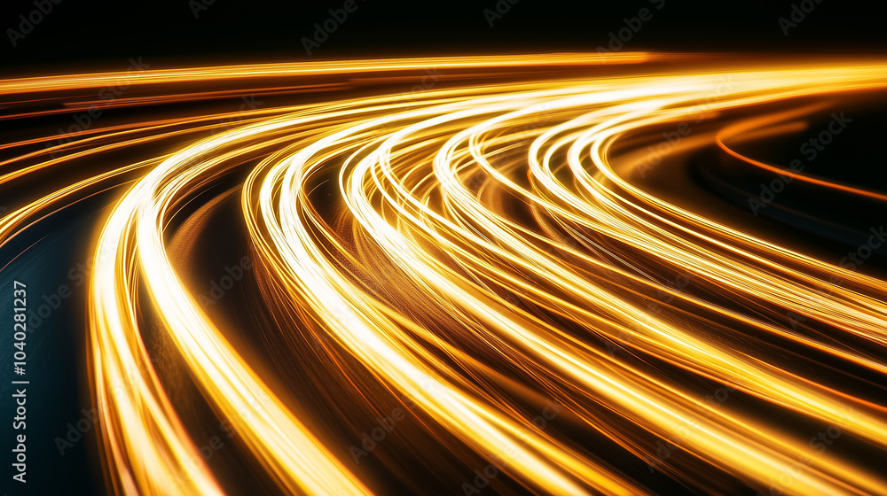 Poster bright light trails show fast data movement, highlighting quick transfer and communication in the di