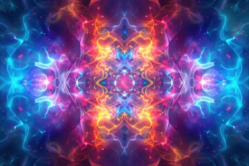 An enchanting fractal pattern of interconnected stars, each glowing with a soft light, forming a mesmerizing cosmic scene.