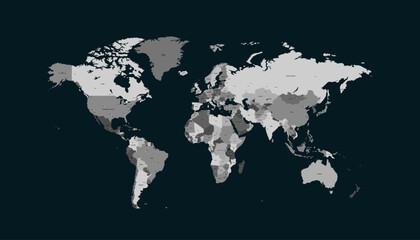 Naklejka premium World map. Modern color vector map. Silhouette map