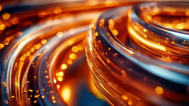 Close-up of bright copper wires with a high shine, conveying themes of manufacturing, technology, and raw materials