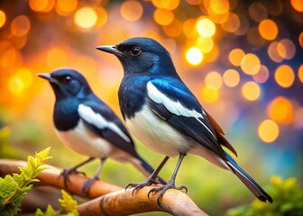 Stunning Magpie-Robins in Bokeh Effect - Wildlife Photography 4K HD Wallpaper