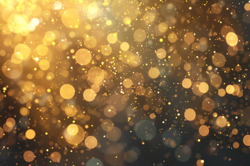 golden glitter vintage lights background gold and black de focused , Close-up macro shot of a Golden Spreading Glitter

