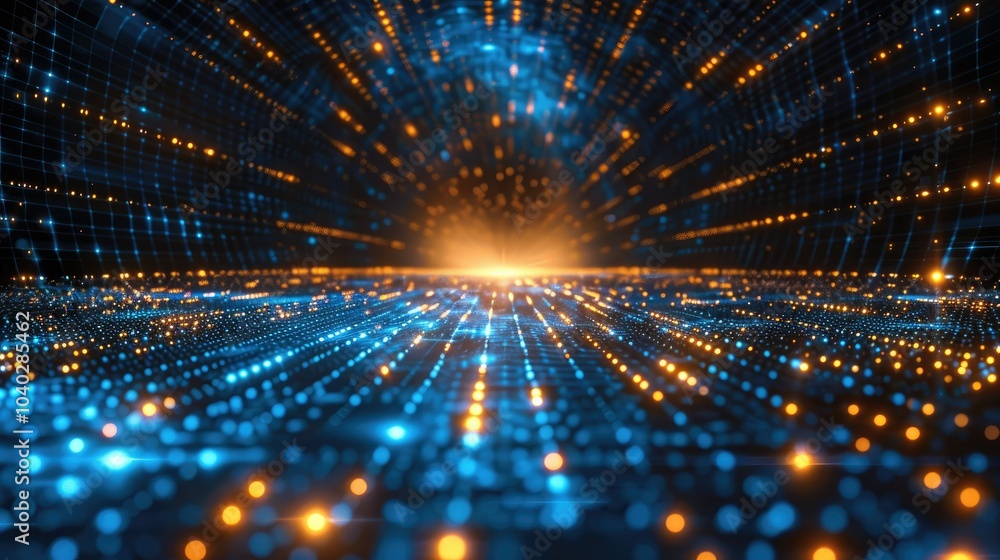 Aufkleber glowing digital grid representing a data network