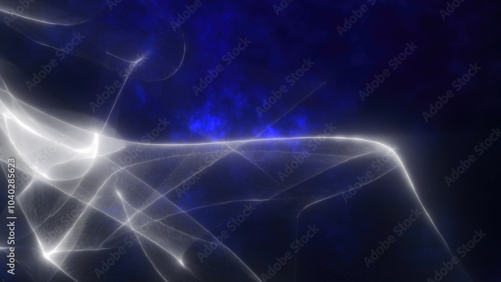 Aufkleber abstract digital background with white light trails on a deep blue backdrop. smooth, flowing lines c