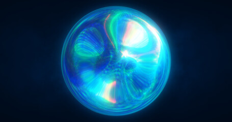 A glowing blue orb with fluid, swirling patterns inside, set against a dark background. Perfect for futuristic, sci-fi, or abstract design themes.