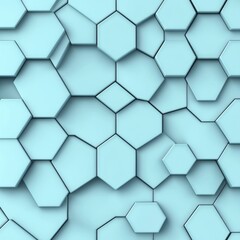 Naklejka premium Abstract pattern of interconnected hexagons in a light blue hue.