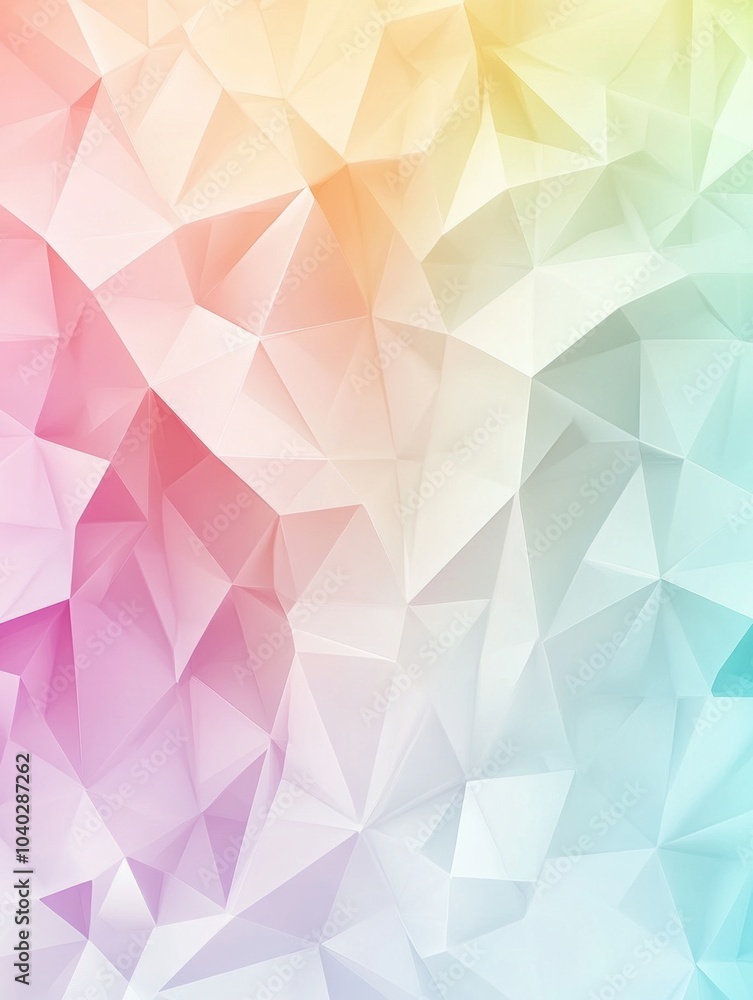 Poster A visually calming gradient background showcases soft-edged polygonal shapes in pastel hues, perfect for digital or print projects. Generative AI