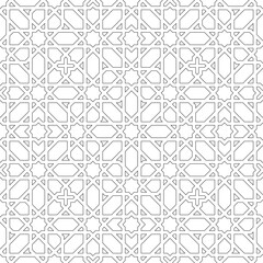 Seamless geometric ornament based on traditional arabic art.Black color lines contoured