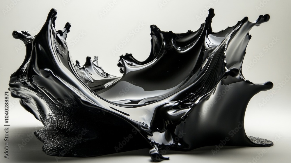 Poster a black liquid is splashing out of a container, creating a chaotic