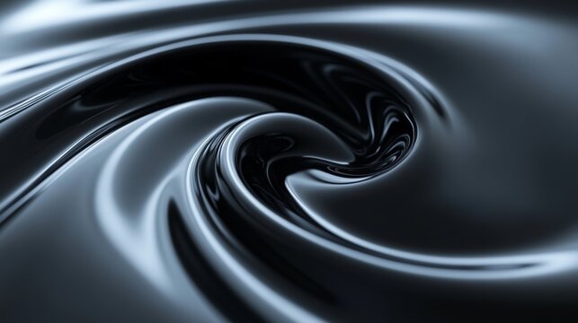A black swirl of liquid with a dark blue hue