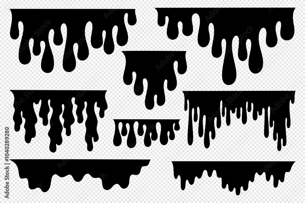 Poster paint drip. melting droplets. liquid flow. dripping drop. oil or blood splash. honey sauce. syrup or