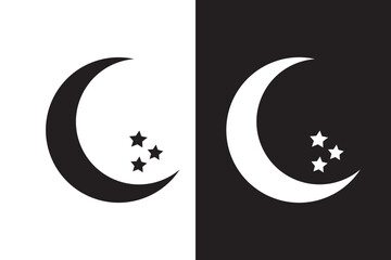 Half moon outline and filled vector icon sign symbol isolated logo
