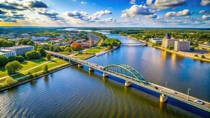 aerial view of bridge over Fox River in Green Bay