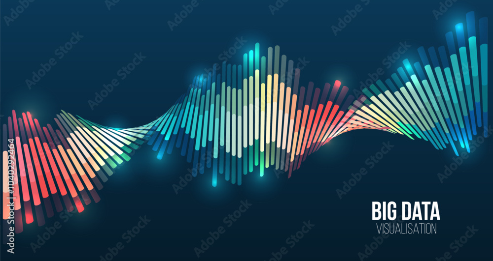 Fototapete Data analytics concept. Sorting a large amount of data on a dark background. Big data visualization. Futuristic network or business analytics. Structuring the flow of information.