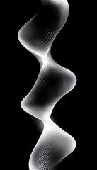 Abstract white wave form on black background.