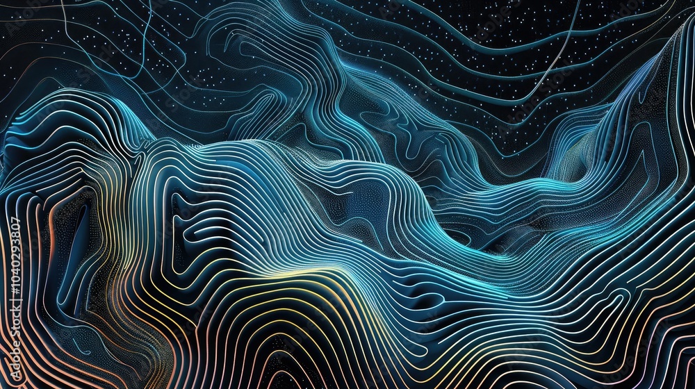 Poster digital gradient wave pattern resembling ocean waves