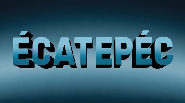 3D Text Design of &Eacute;catepec on a Gradient Blue Background for Artistic or Geographical Use