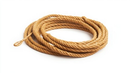 Lasso Rope Isolated on White Background, a classic cowboy tool, showcasing its coiled form and sturdy texture, perfect for equestrian themes and Western-inspired designs