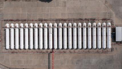 Aerial view gas storage tank and pipeline, Gas storage tank chemical petroleum petrochemical...