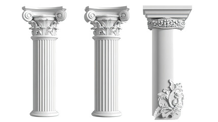 Obraz premium Ionic White Columns on Transparent Background Generative AI