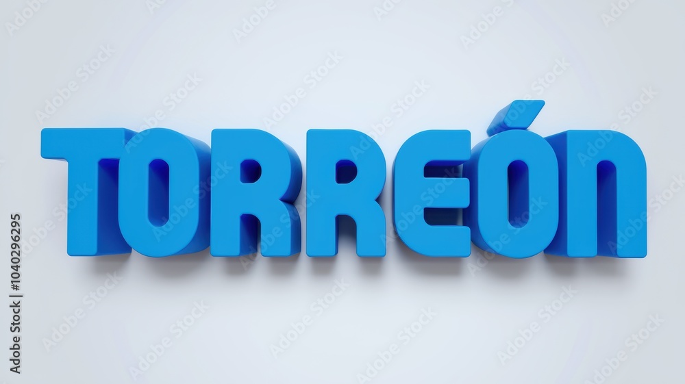 Wall mural 3D Text Design: 'Torreón' in Bold Blue Letters Against a Light Background for Creative Projects