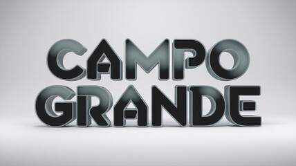 3D Text Art: 'CAMPO GRANDE' in Bold Black Letters, Suitable for Branding and Signage