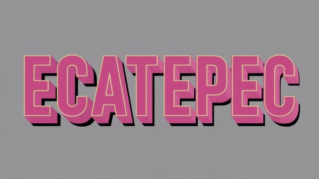 Bold Graphic Text Sign: ECATEPEC in Pink Against a Gray Background, Ideal for Urban Artwork or Branding.