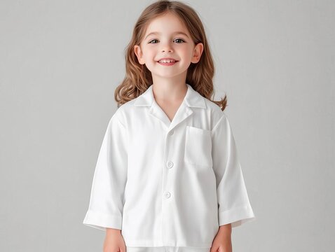 Front and back view of kid s plain pyjamas neutral background white cotton material ideal for branding