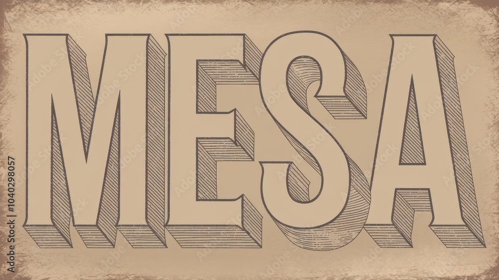 Canvas Prints Vintage Illustration of 'Mesa': An Artistic Representation for Decorative Use