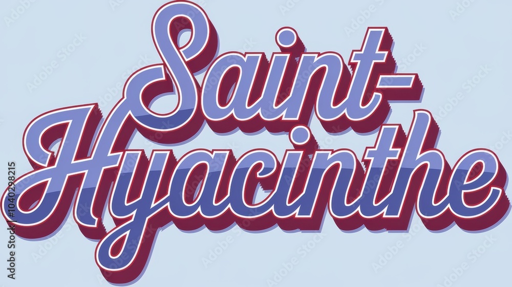 Wall mural Vibrant Signage: 'Saint-Hyacinthe' in Bold Script with Blue Background, Perfect for Branding or Local Promotions