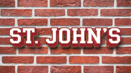 Obraz premium Bright red lettering on a textured brick wall, ideal for branding, educational themes, or promotional materials.