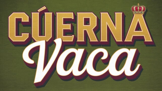 Vintage Typography: Bold text 'C&Uacute;ERNA VACA' in elegant colors and style, perfect for branding or promotional materials.