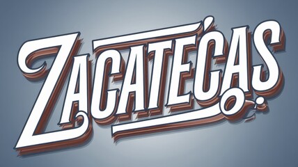 Vintage Typography of 'Zacatecas': Retro Style Signage in Bold Colors Ideal for Travel and Cultural Promotions