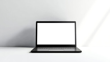 Blank Laptop Screen in Minimalist Workspace