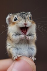 Obraz premium Adorable Smiling Hamster: A Cute Close-Up of a Happy Small Rodent for Animal Lovers' Designs