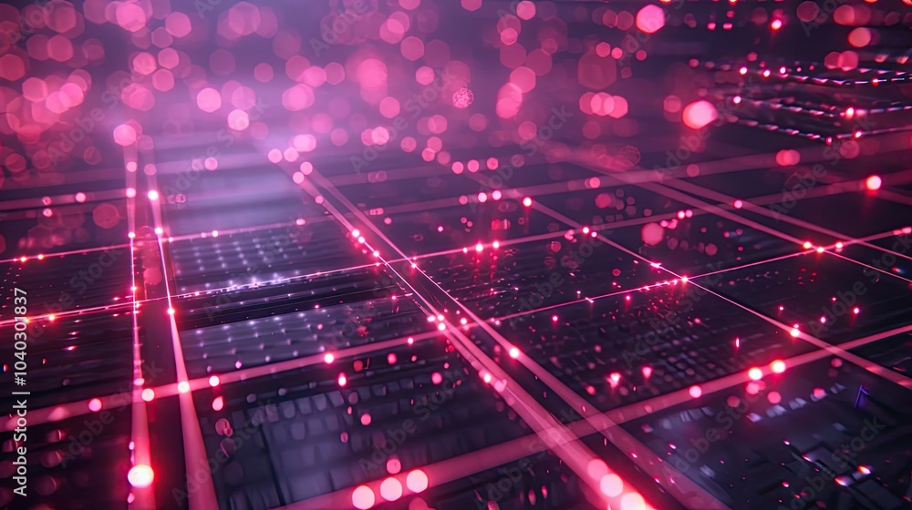 Poster abstract digital grid with glowing nodes