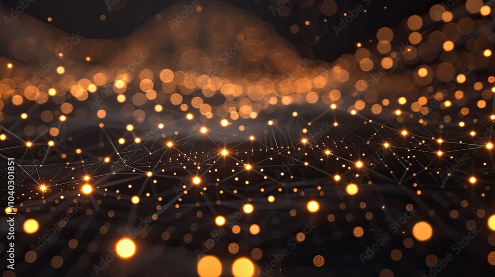 Poster Abstract digital grid with glowing nodes