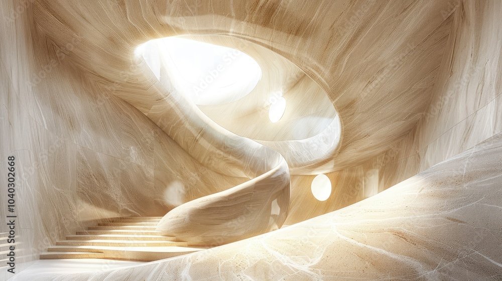Poster Abstract architectural rendering of a spiral staircase